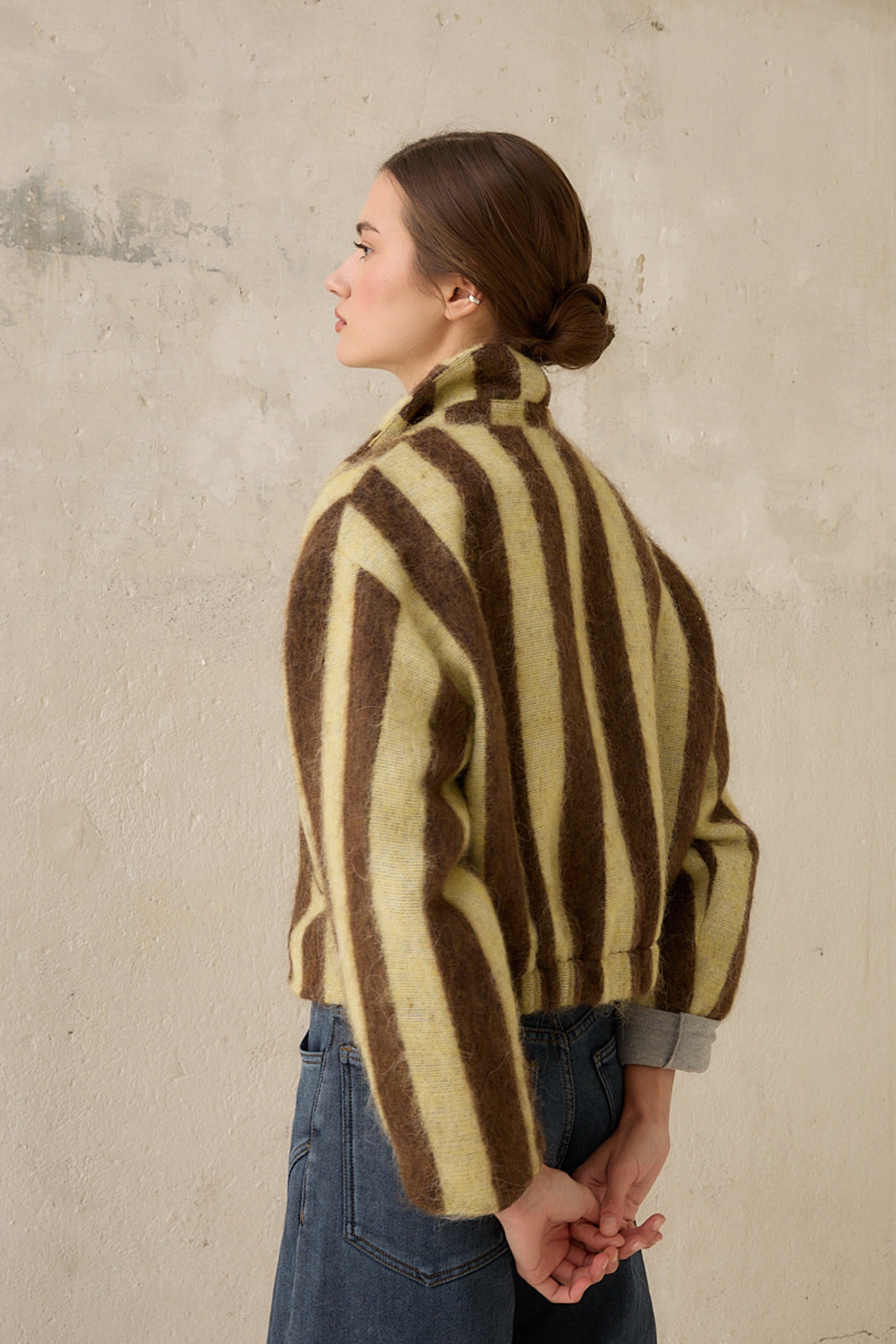 Chaqueta Alpaca Rayas Amarillo