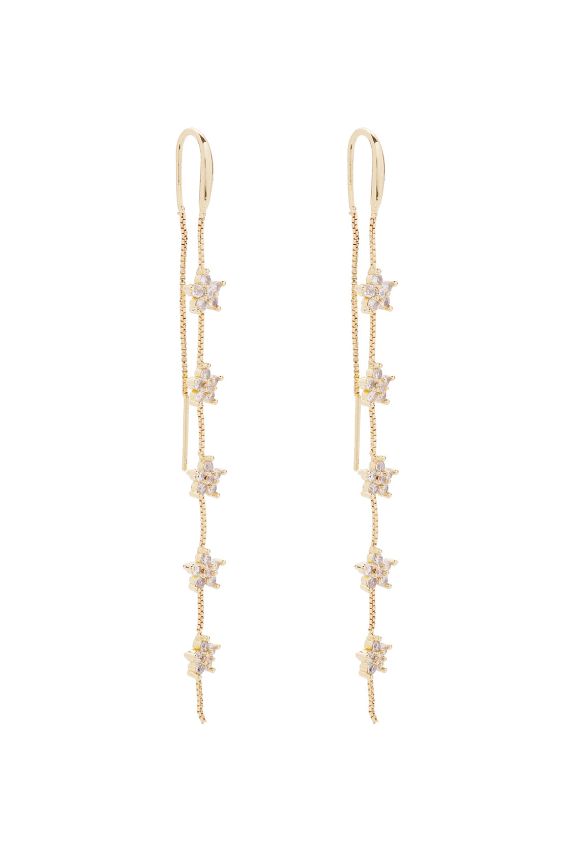 Boucle d'oreille chaîne double fleur (unité)