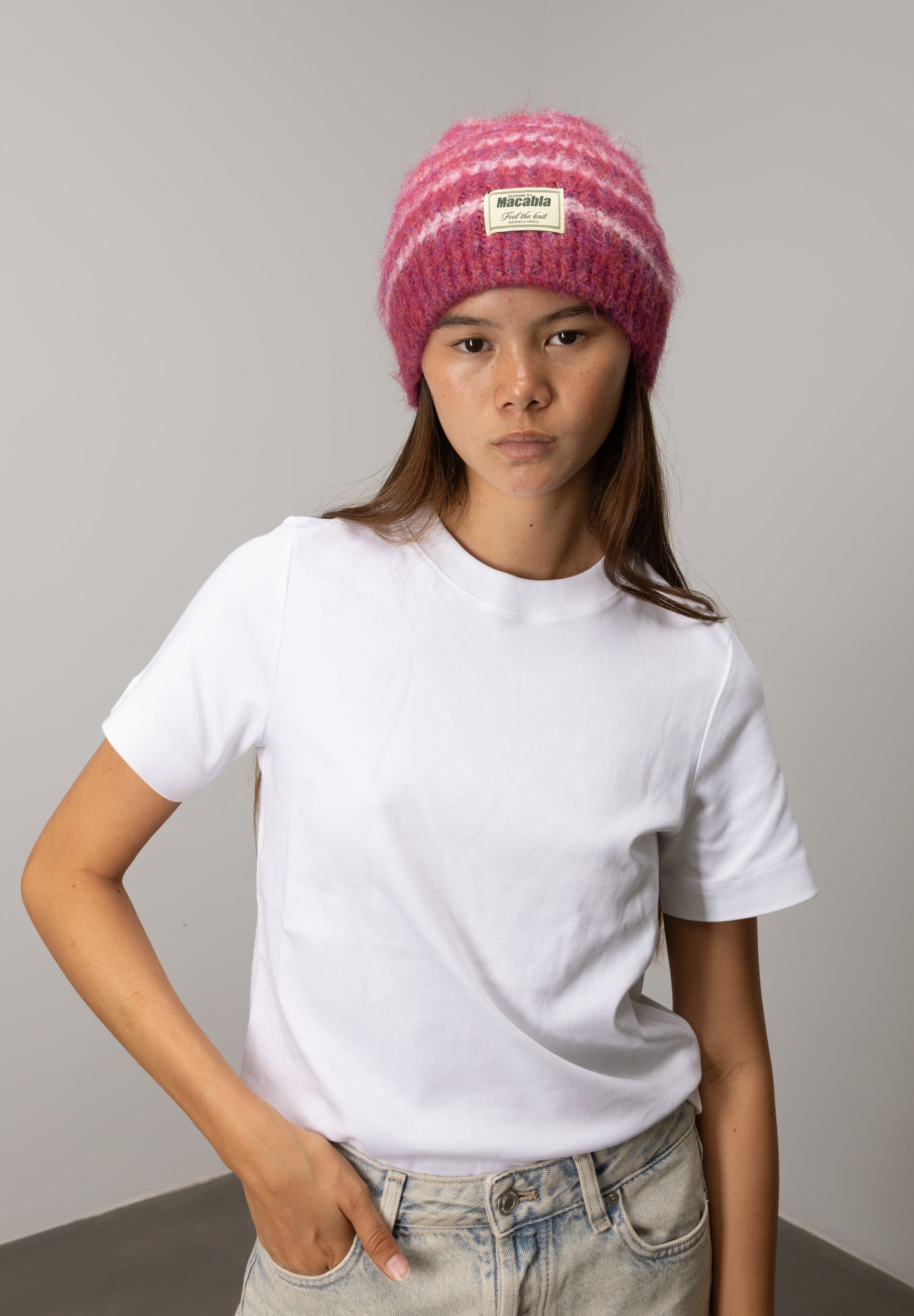 Garnet and Pink Fuzzy Hat