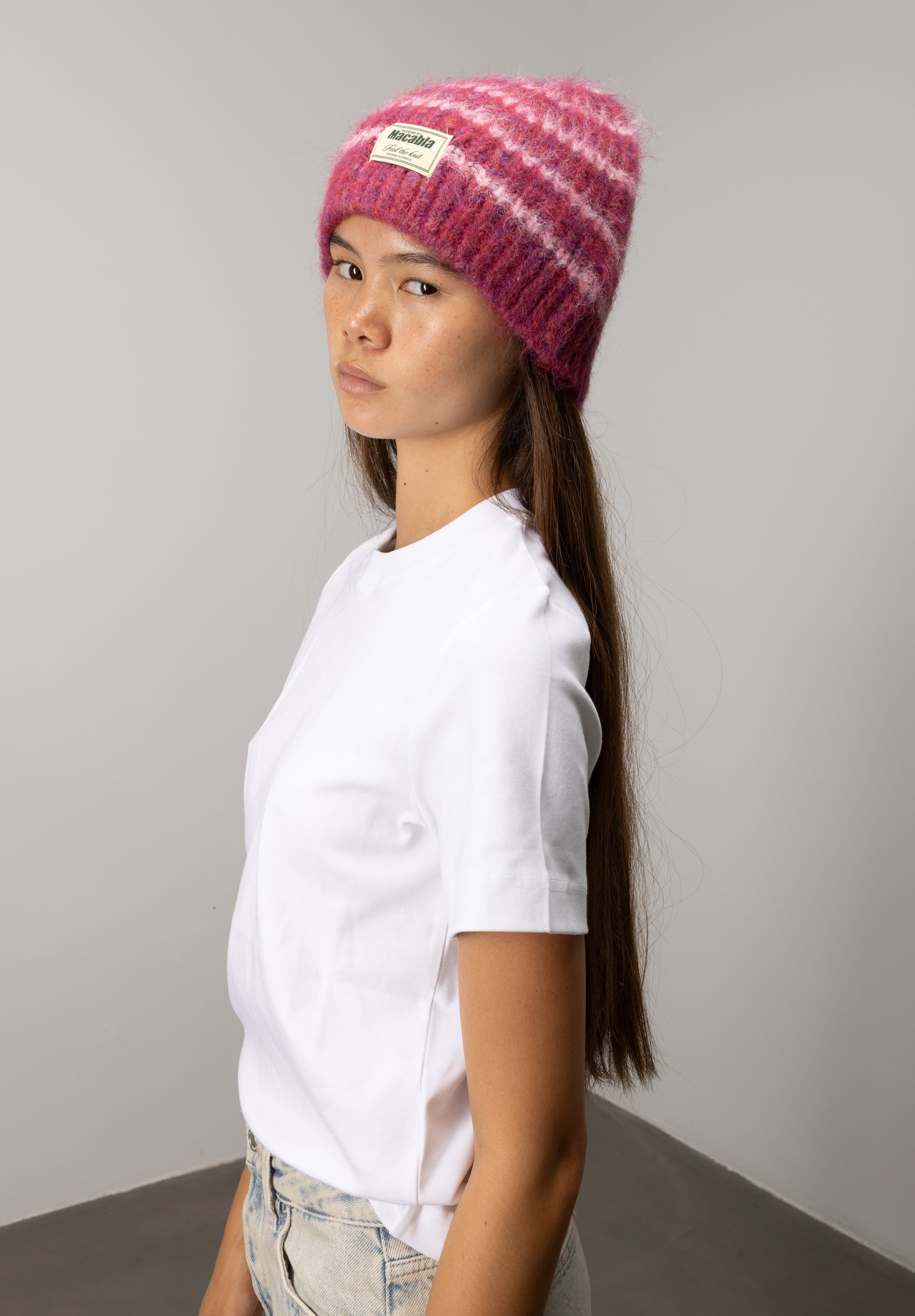 Garnet and Pink Fuzzy Hat