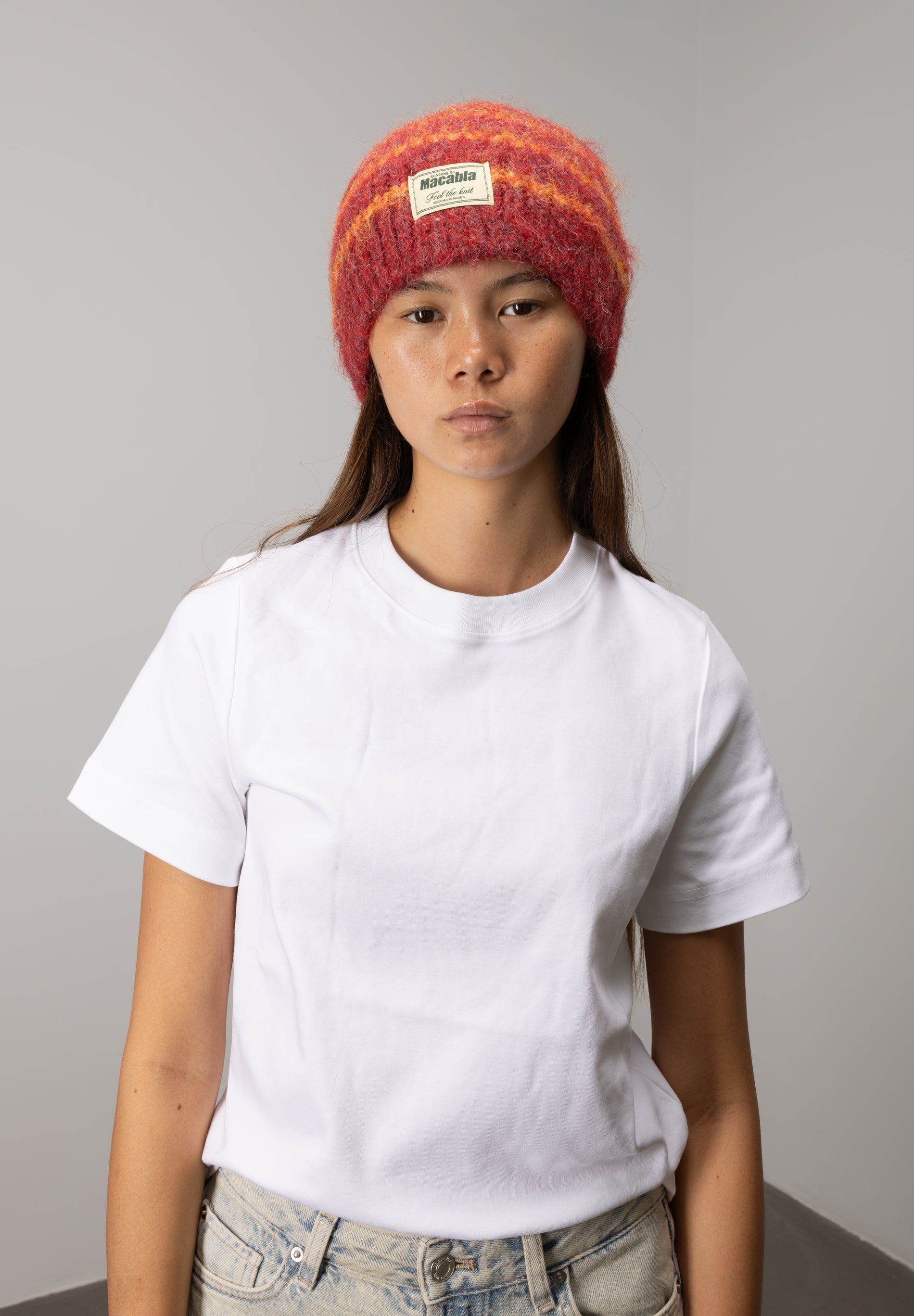 Garnet and Orange Fuzzy Hat