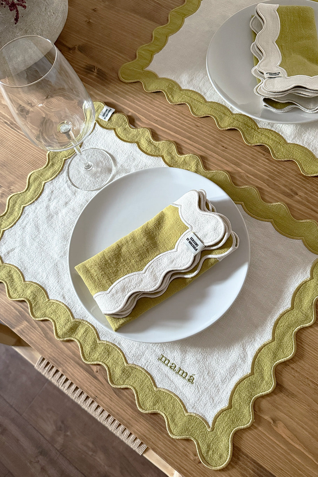 Mantel Individual Ondas Pistacho