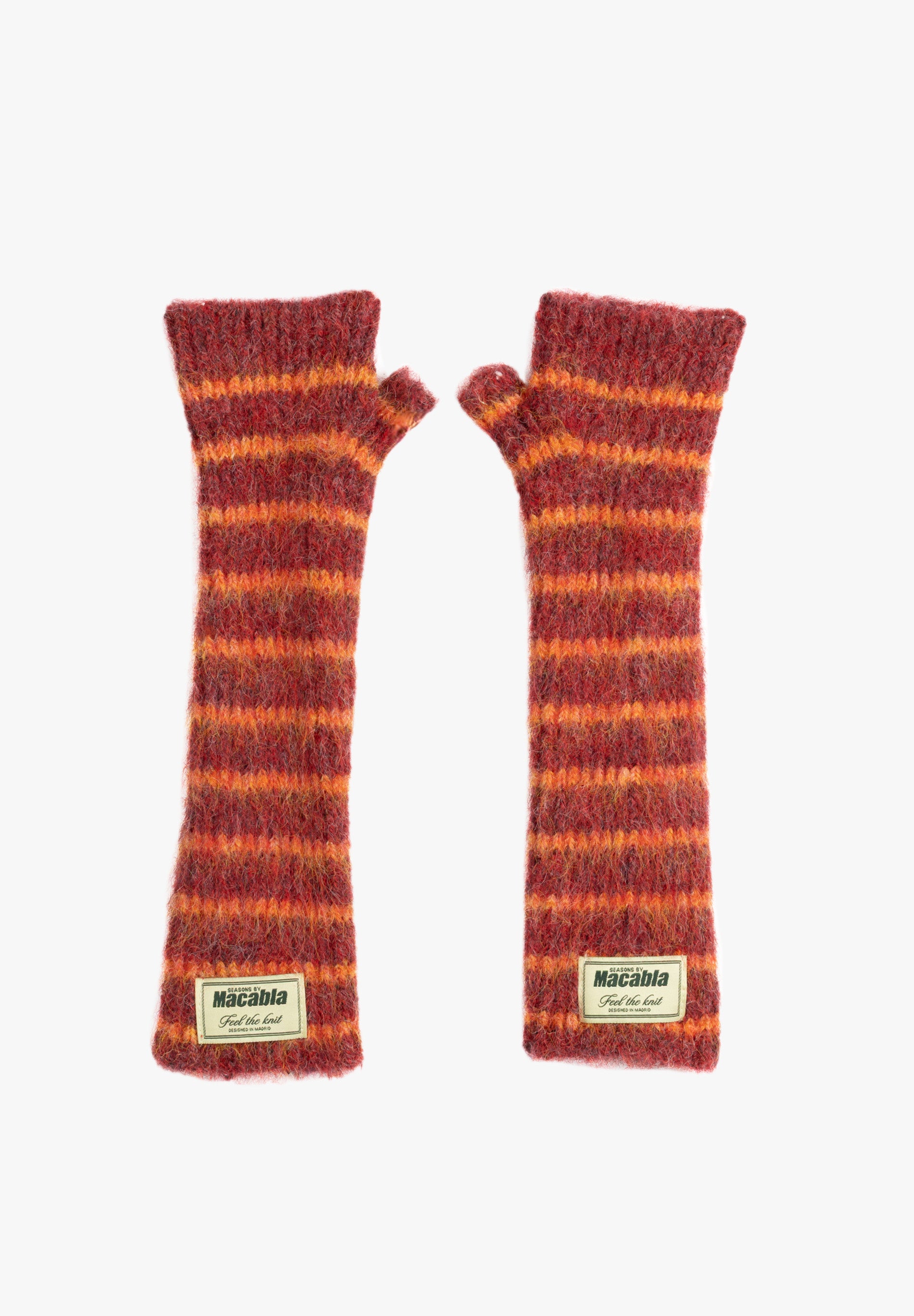 Garnet and Orange Fuzzy Mittens