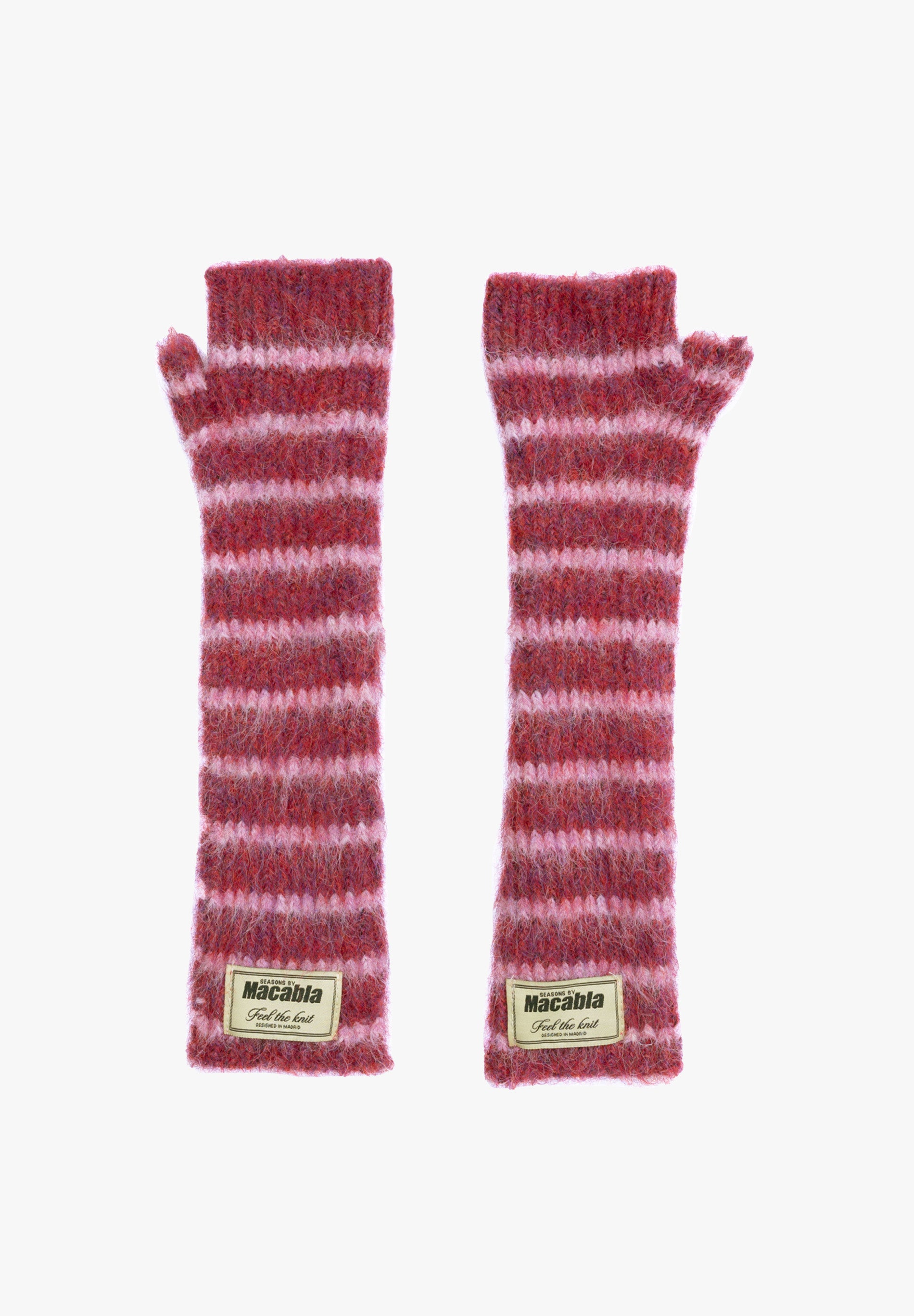 Burgundy and Pink Fuzzy Mittens
