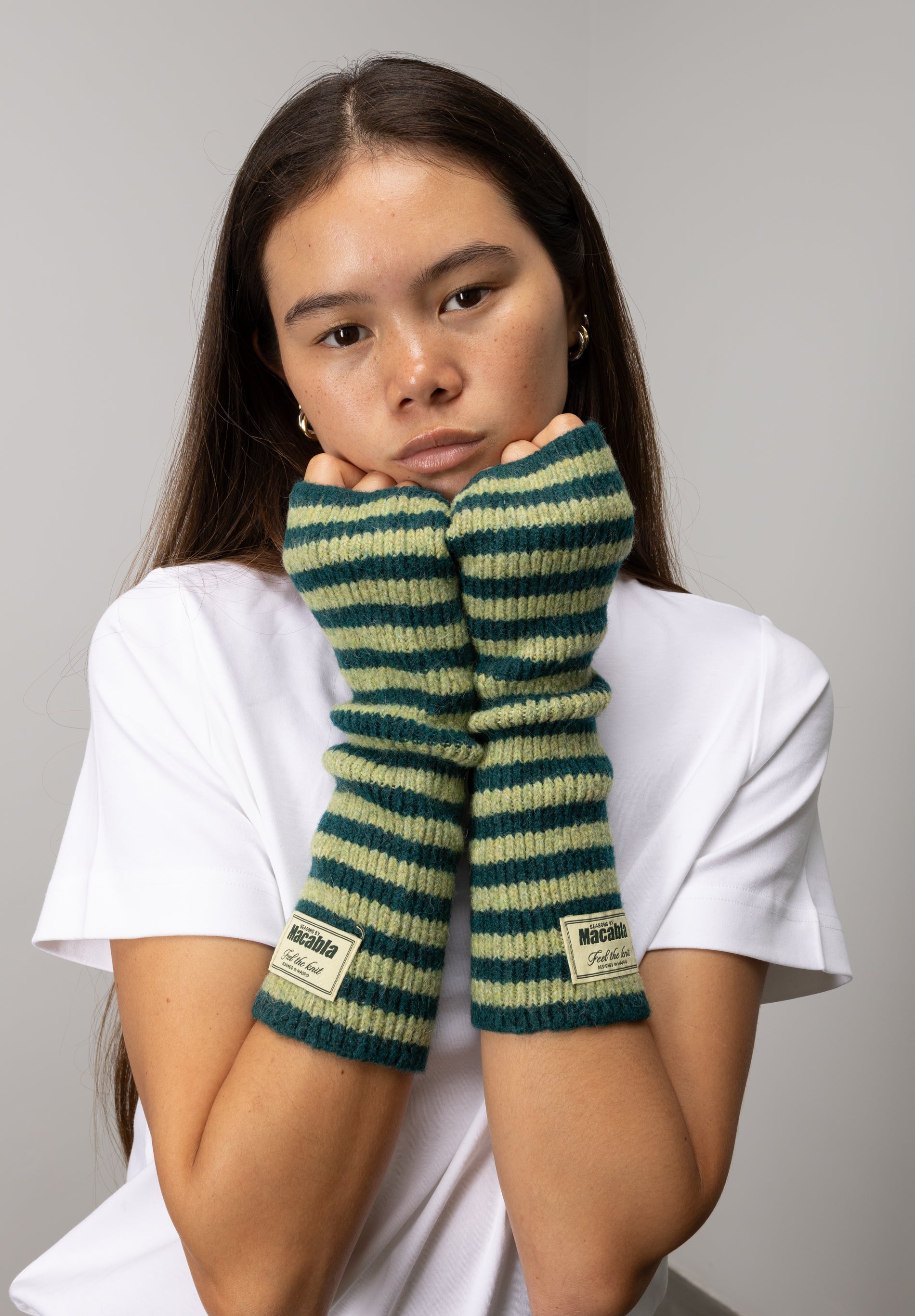 Dark Green and Green Mittens