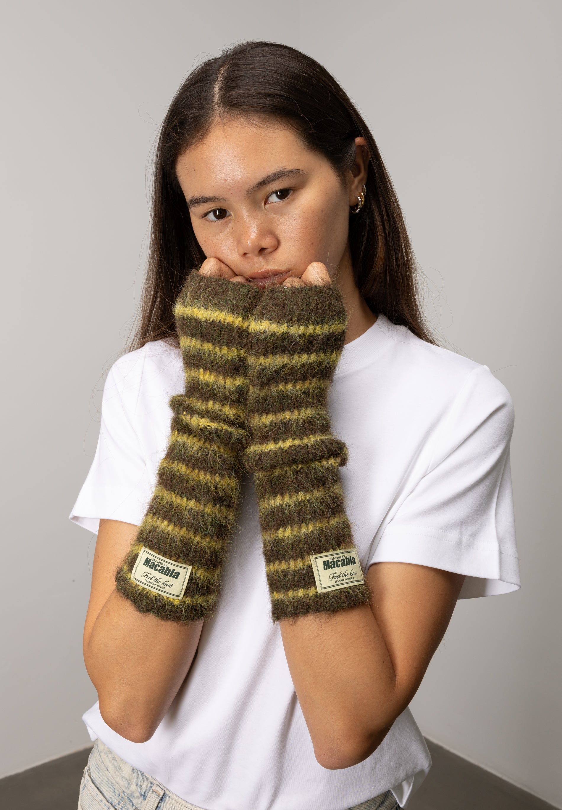 Green and Lime Fuzzy Mittens