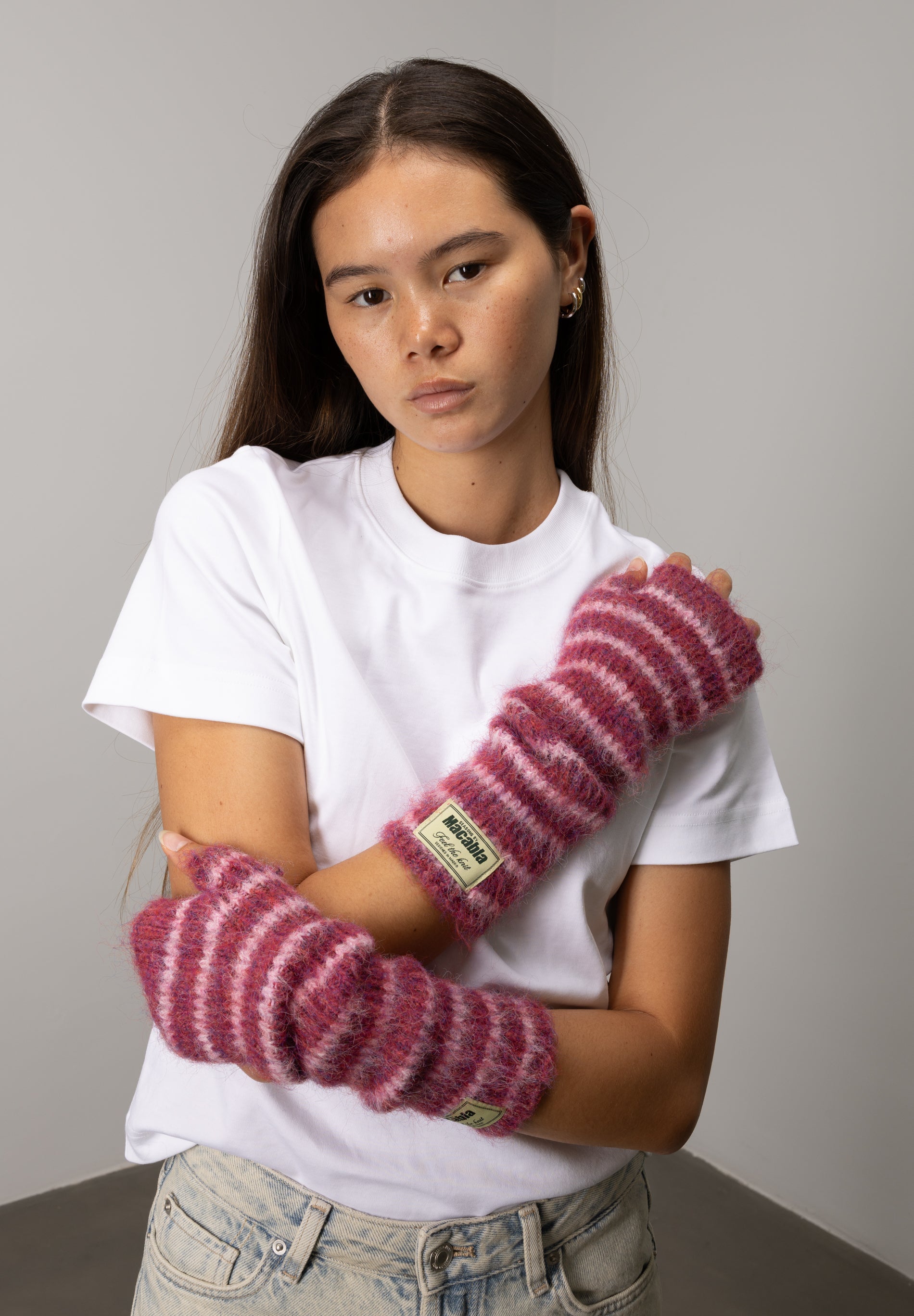 Garnet and Pink Fuzzy Mittens