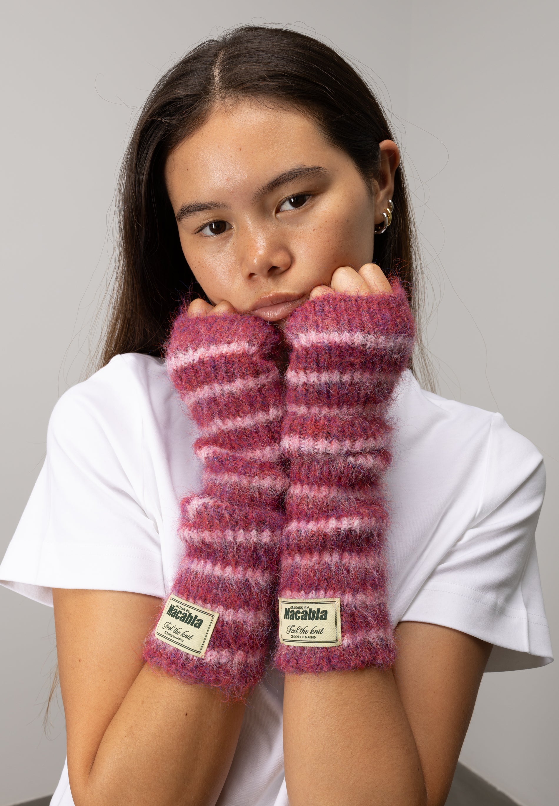 Garnet and Pink Fuzzy Mittens