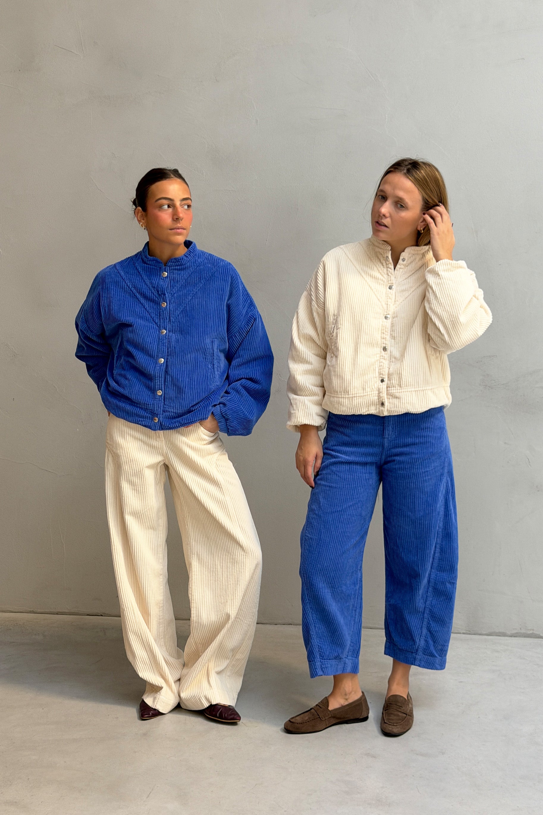 Ecru Straight Corduroy Trousers