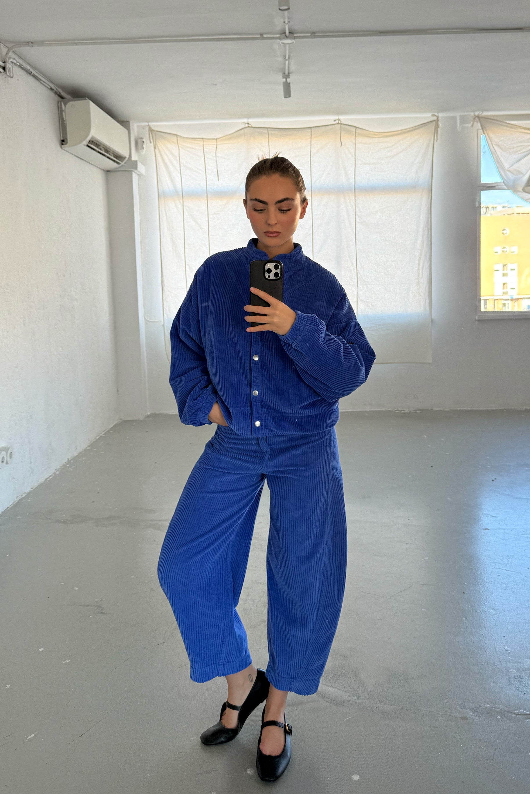 Pantalón Balloon Pana Azul