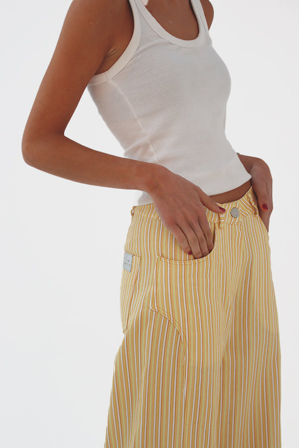 Pantalón Recto Rayas Orange