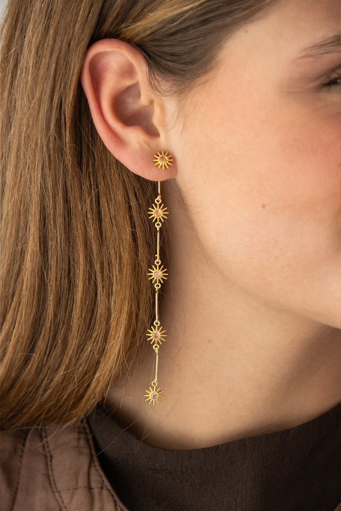 Brown Sun Detachable Earrings