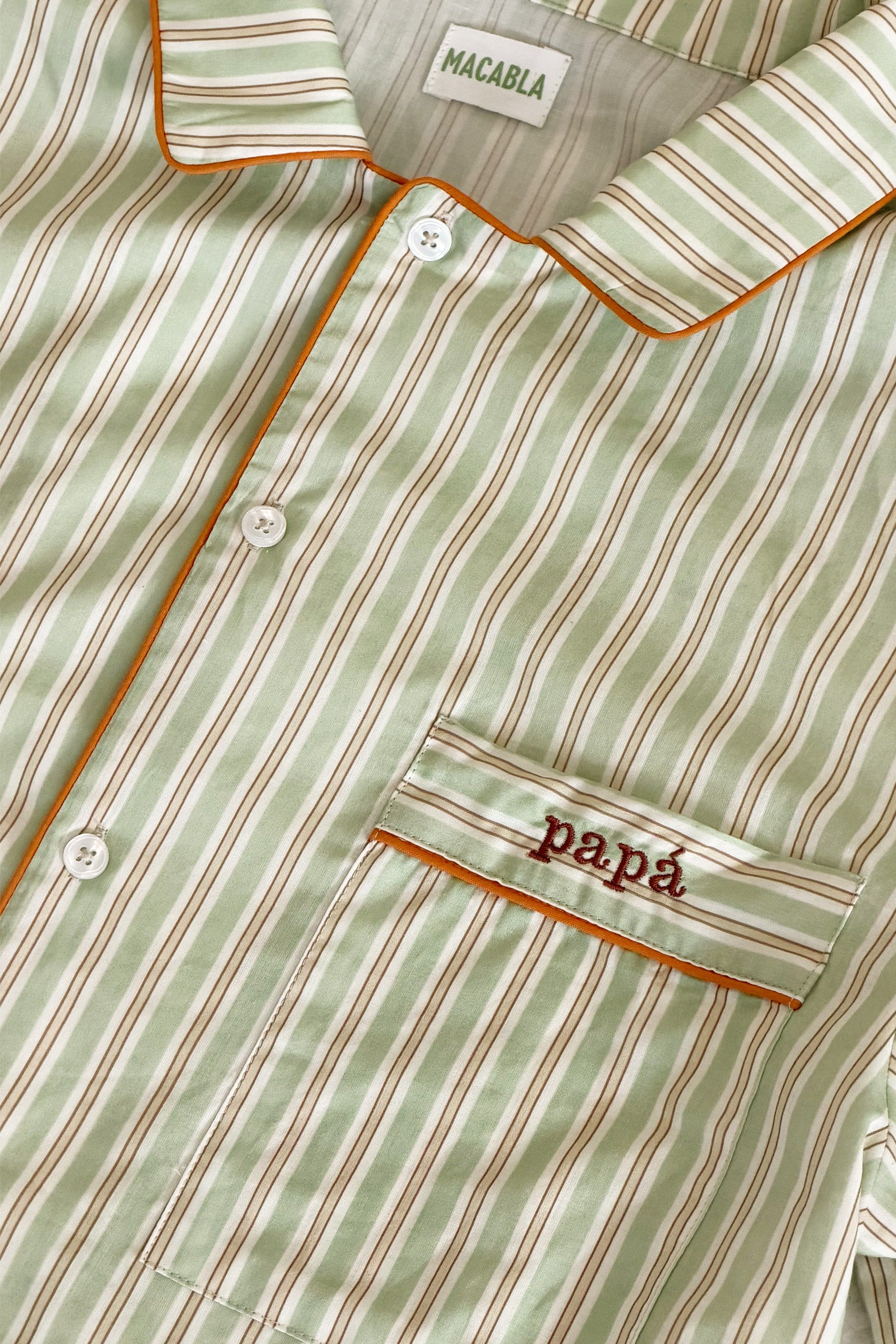 Unisex Green Striped Pyjamas