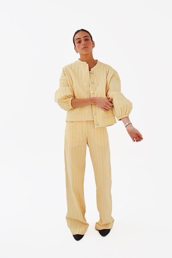 Pantalón Recto Rayas Orange
