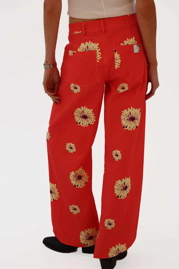 Pantalón Recto Flores Maxi